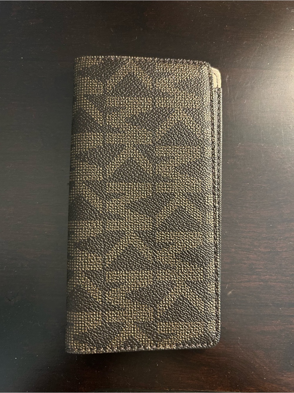 MK Brown Patterned Leather Phone Wallet